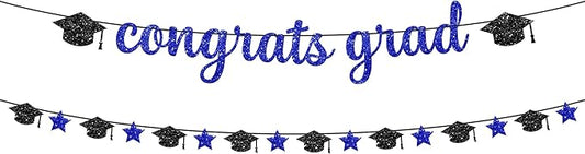 KatchOn, Glitter Congrats Grad Banner - 10 Feet, Pre-Strung | Grad Garland Class of 2025 | Congratulations Graduate Banners 2025 | Graduation Party Decorations | Graduation Decorations 2025