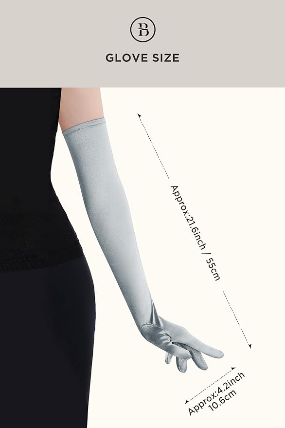 BABEYOND Long Opera Party 1920s Satin Tea Party Gloves Costume Stretchy Adult Size Elbow Length Bridal Gloves
