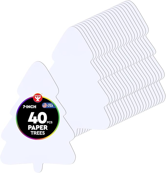 Hygloss Tree Shape Paper Cut-Outs for Arts & Crafts-Many Creative Uses-Christmas & Holiday Activities- White -7 Inches-40 Pcs