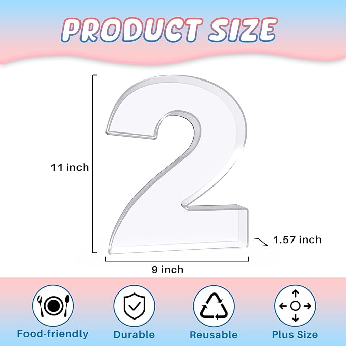 11" Acrylic Number Charcuterie Board Box, Reusable Fillable Number Cake Candy Dish Display Serving Tray for Birthday Anniversary Party Decoration (2)