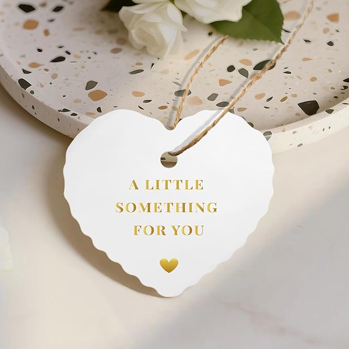 100pcs Gold Foil Thank You Tags with String, Pre-Punched Hole Gift Tags with String - Perfect for Weddings, Baby Showers, Parties, Holidays, Anniversaries, Celebrations (2.36"*2.16")