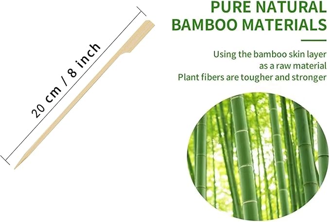 Bamboo Skewers 8 Inch, 1000 PCS Cocktail Wooden Skewers for Appetizers，BBQ，Fruit Kabobs，Sandwich，Drink.