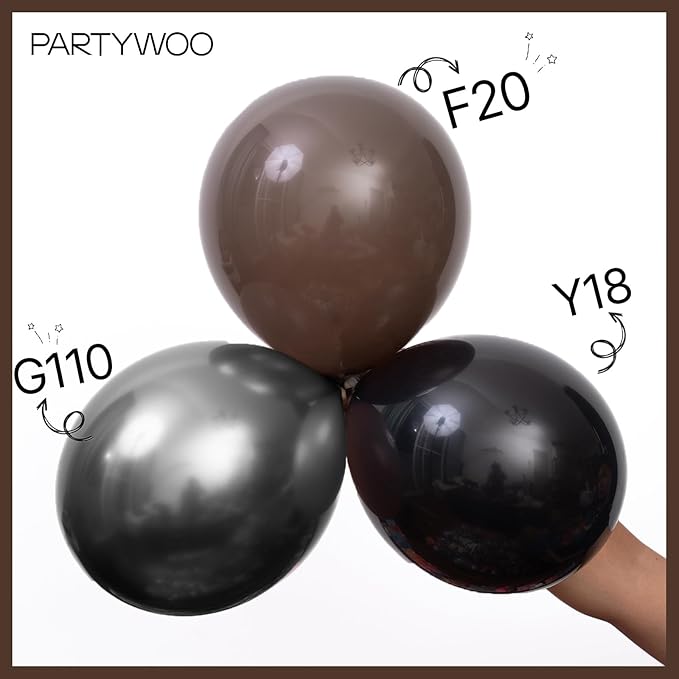 PartyWoo Dark Brown Balloons 50pcs 12 Inch Boho Coffee Neutral Fall Latex Helium Balloons for Bachelorette Baby Shower Anniversary Thanksgiving Birthday Autumn Theme Party Decorations Brown-F20