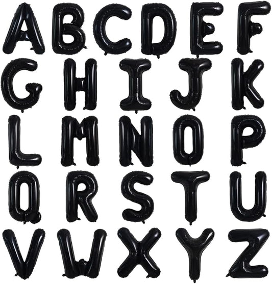 TONIFUL 52 Pieces 16 Inch Black Letter A-Z Balloons,Custom Phrase Mylar Foil Alphabet Letter DIY Personalized Phrase Banner for Birthday Anniversary Celebration Graduation Party Halloween New Year