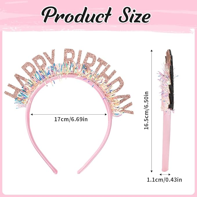 Birthday Headband Tiara, Happy Birthday Headband Tiara Accessories for Women, Rose Gold Tiaras Crown Accessories Decorations Party Favors for Girl Princess