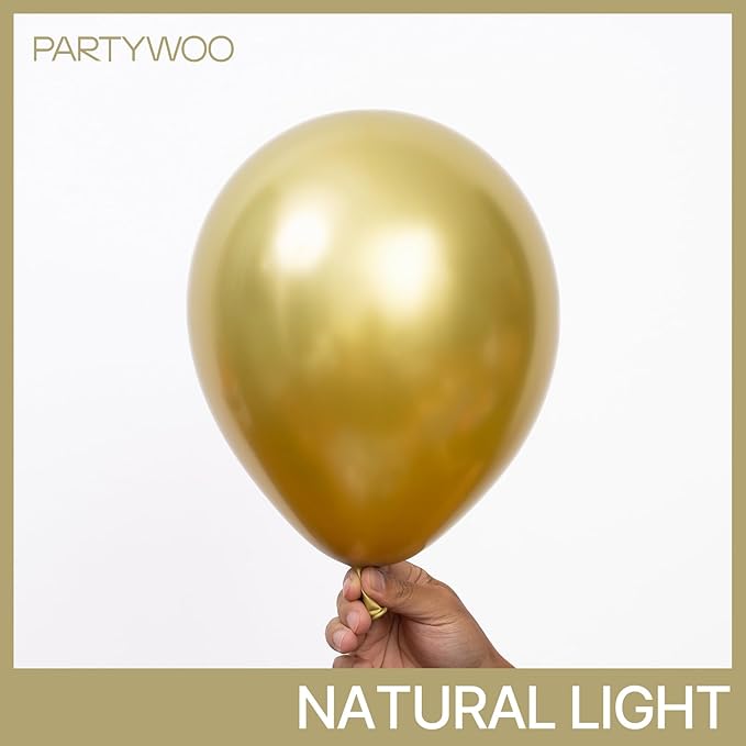 PartyWoo Metallic Gold Balloons 50pcs 12 Inch Chrome Gold Latex Helium Balloons for Birthday Graduation Baby Shower Anniversary Wedding Bachelorette Christmas New Year Party Decorations Gold-G129