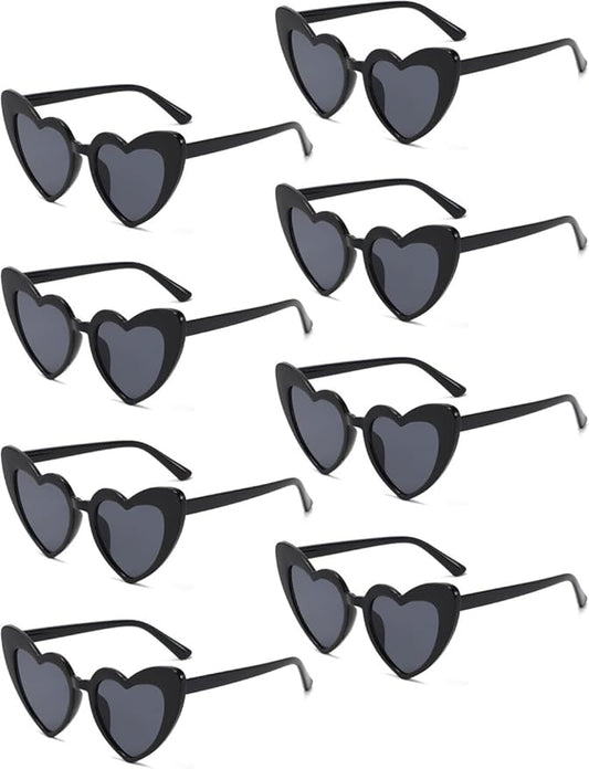 8 Pack Heart Sunglasses Vintage Cat Eye Heart Glasses Retro Bachelorette Bride Sunglasses Bulk for Women
