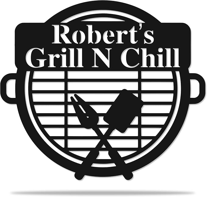 Custom BBQ Grill Name Sign - Personalized Metal Sign for Outdoor Kitchen Decor & Man Cave Gifts