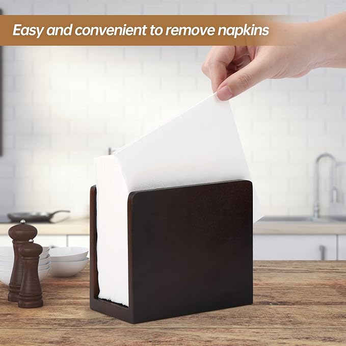 Bamboo Vertical Napkin Holder - Natural Wood, Strong and Waterproof for Table, Kitchen and Countertops
