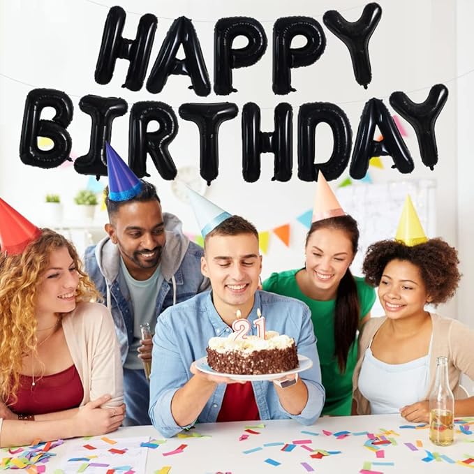 TONIFUL 52 Pieces 16 Inch Black Letter A-Z Balloons,Custom Phrase Mylar Foil Alphabet Letter DIY Personalized Phrase Banner for Birthday Anniversary Celebration Graduation Party Halloween New Year