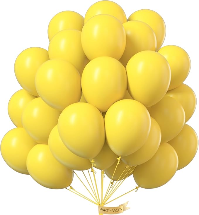PartyWoo Yellow Balloons 50pcs 12 Inch Yellow Latex Helium Balloons for Birthday Baby Shower Graduation Sunflower Anniversary Engagement Bee Hawaiian Beach Lemon Theme Party Decorations Yellow-Y55