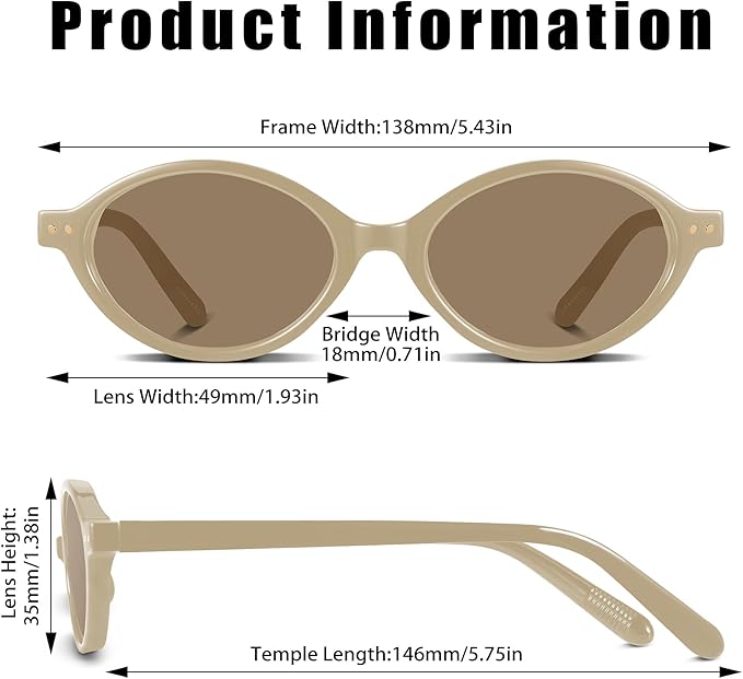 GRFISIA Retro Oval Sunglasses Womens Small Trendy Sun Glasses Sunnies UV400 Protection