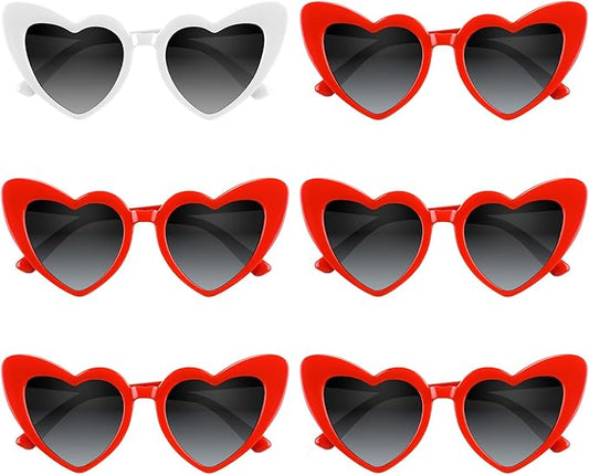 4/6/8/10/12 Pack Bachelorette Sunglasses Heart Sunglasses Vintage Heart Shaped Glasses for Women Bridal Party Wedding