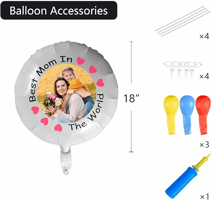 DIYKST Custom 18" Balloons with Logo Personalized Balloon with Photo Text Face on Balloon Design Your Own Balloons