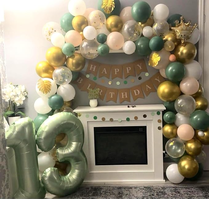 Sage Green Number 1 Balloon 40 inch, Number 1 Birthday Balloons for Boy Girl, Oliver Green Foil One Balloon for 1st 10 11 12 16 18 Birthday Party, Anniversary Celebration Numbers Decorations