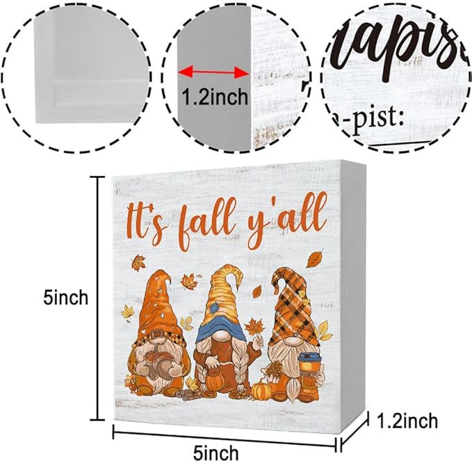 Fall Theme Sign Retro Farmhouse Fall Artwork Decor Autumn Harvest Thanksgiving Wooden Sign, Rustic Wood Maples Decorations for Indoor Outdoor Home Office Supplies (It's Fall Yall)