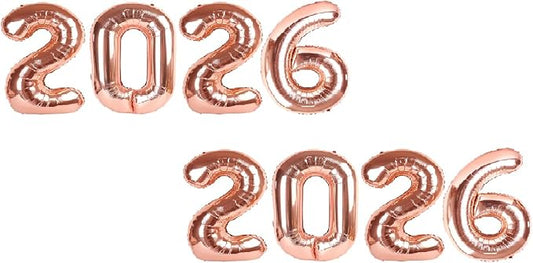 2026 Balloon - 2 Pack Rose Gold Birthday Number Balloons, 40 Inch Large Foil Balloons for Men Women Boys Girls Rose Gold Themed Birthday Decorations，Number 2026 Balloon