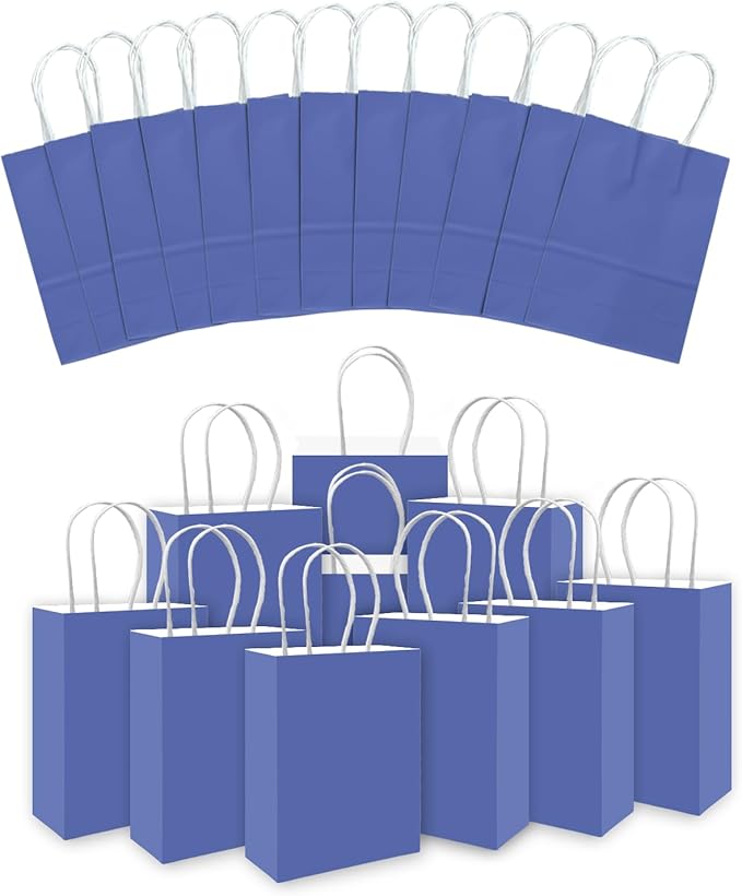qiqee 30PCS Medium Gift Bag with Handles Bulk 11"x5"x8" Gift Bags Purple Blue Bags Multiple Uses (Medium Size)
