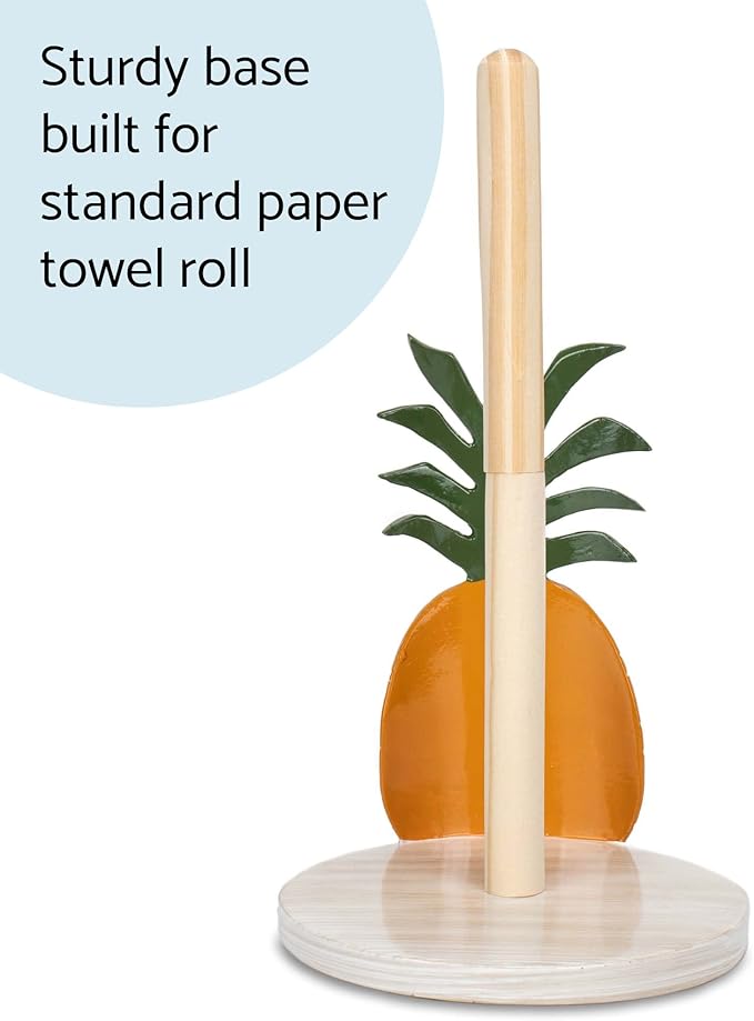 Elanze Designs Tropical Pineapple 12 inch Resin and Wood Paper Towel Holder