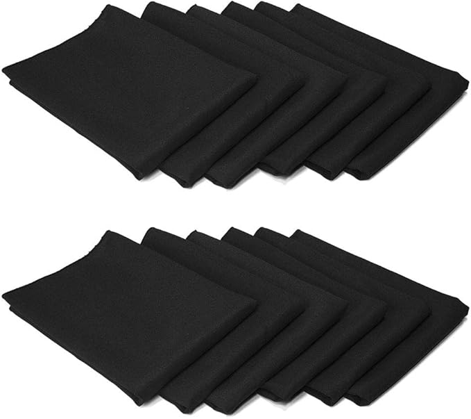 TableLinensforLess 17"x17" Polyester Cloth Napkins, Set of 12 (Black) | Easy-Care, No-Iron Finish, Superior Color Retention, Machine Washable