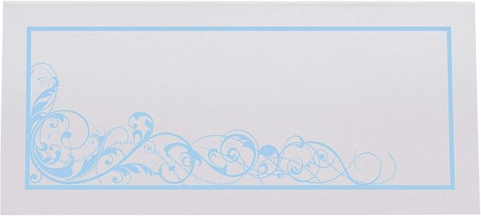 Scribble Vintage Swirl Place Cards, Light Blue (Choose Color), Set of 60, Pre-cut and Scored - Wedding, Party, Dinner, and Special Events - Made in the USA
