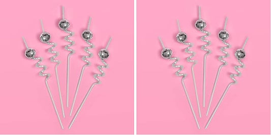 xo, Fetti Disco Ball Reusable Swirly Straw Set - 16 pc | Groovy Birthday Party Supplies, Last Disco Bachelorette Decorations, 70s, Space Cowboy (Pack of 2)