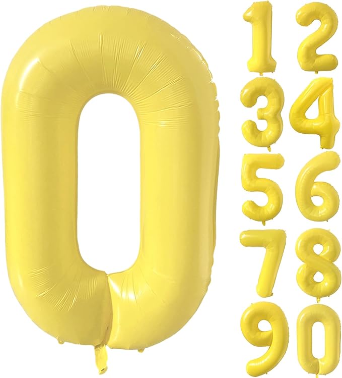 40 inch Yellow Number Balloon Giant Foil Helium Balloons Number 0 Balloon for Birthday Party Decorations