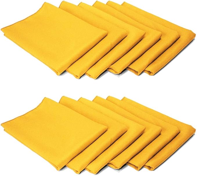 TableLinensforLess 17x17 Inch Polyester Cloth Napkins, Set of 12 (Dark Lemon)