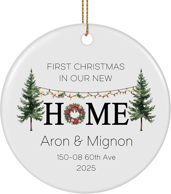 Personalized First Christmas in Our New Home Ornament 2025, Housewarming Gifts New House Photo Christmas Ornaments Christmas Tree Decoration, House Warming Gifts for Couples Owners Men Women