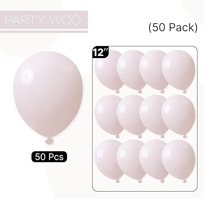 PartyWoo Beige Balloons 50pcs 12 Inch Boho Cream Ivory Neutral Latex Helium Balloons for Graduation Wedding Anniversary Engagement Bridal Graduation Baby Shower Birthday Party Decorations White-F60