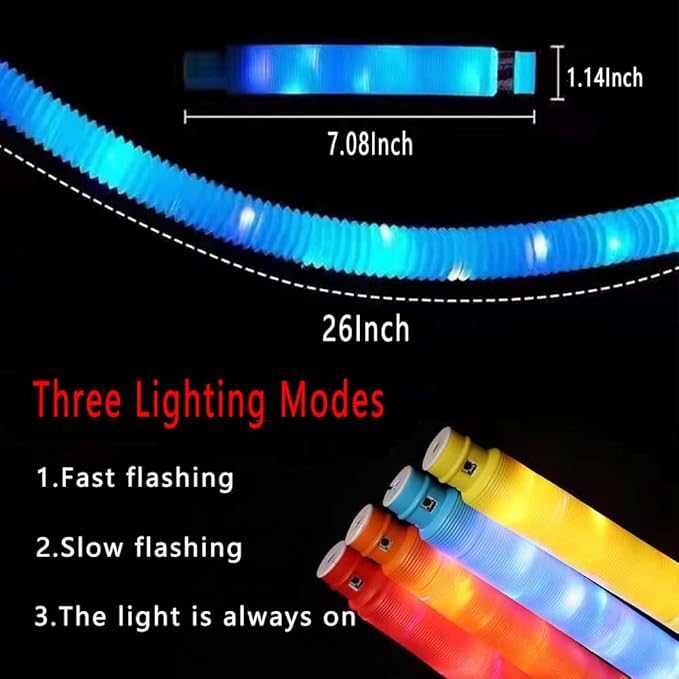 Multicolor 36PCS Light Up Pop Fidget Tubes Party Favors-Glow in The Dark Party Supplies for Kids and Adults, Perfect for Festivals, Birthday Parties, Raves, Concerts, and Camping Decorations