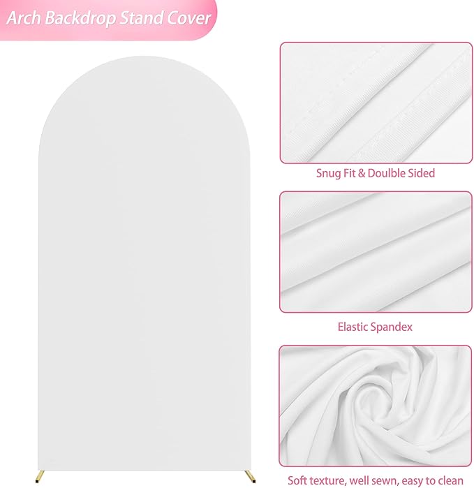 Wokceer 6.6 FT Wedding Backdrop Arch Stand and White Arch Cover, Metal Arch Stand with Arch Stand Cover for Birthday Party Wedding Ceremony Bridal Baby Shower Event Decor