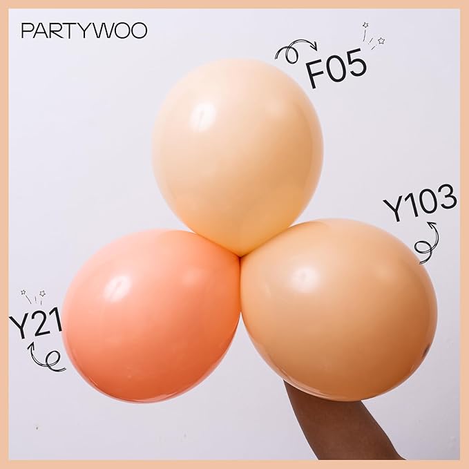 PartyWoo Nude Balloons 100 pcs Different Sizes Pack of 36 18 12 10 5 Inch Beige Apricot Balloon Arch Kit Garland for Thanksgiving Graduation Baby Shower Boho Theme Birthday Party Decorations Nude-Y103