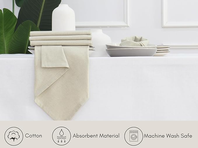 PurpleEssences Set of 12 Cloth Dinner Napkins 100% Cotton 18x18 Inch - Soft Durable Washable - Ideal for Farmhouse Party Christmas Holiday Winter - Perfect Everyday Use Table Linen - Royal Linen