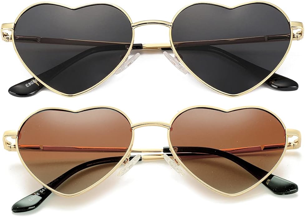 JOVAKIT Polarized Heart Sunglasses for Women Fashion Lovely Style Metal Frame UV400 Protection Lens