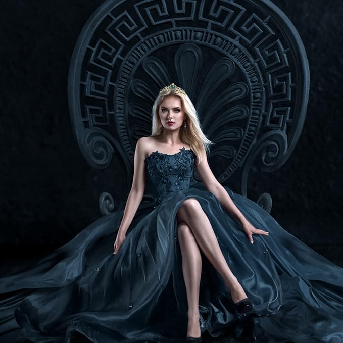 Velscrun Princess Crown - Green Tiara & Sash Set for Princess Birthday Party Decorations