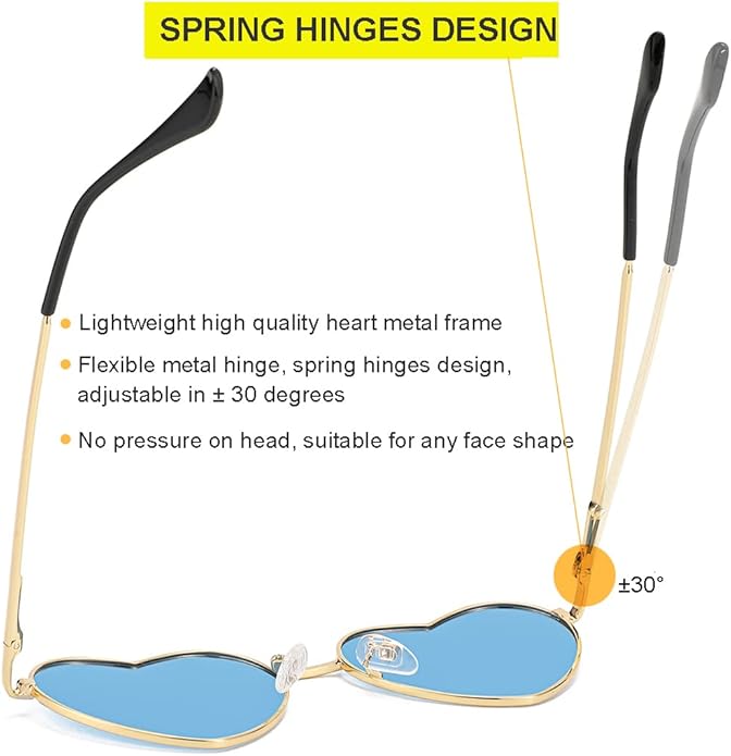 JOVAKIT Polarized Heart Sunglasses for Women Fashion Lovely Style Metal Frame UV400 Protection Lens