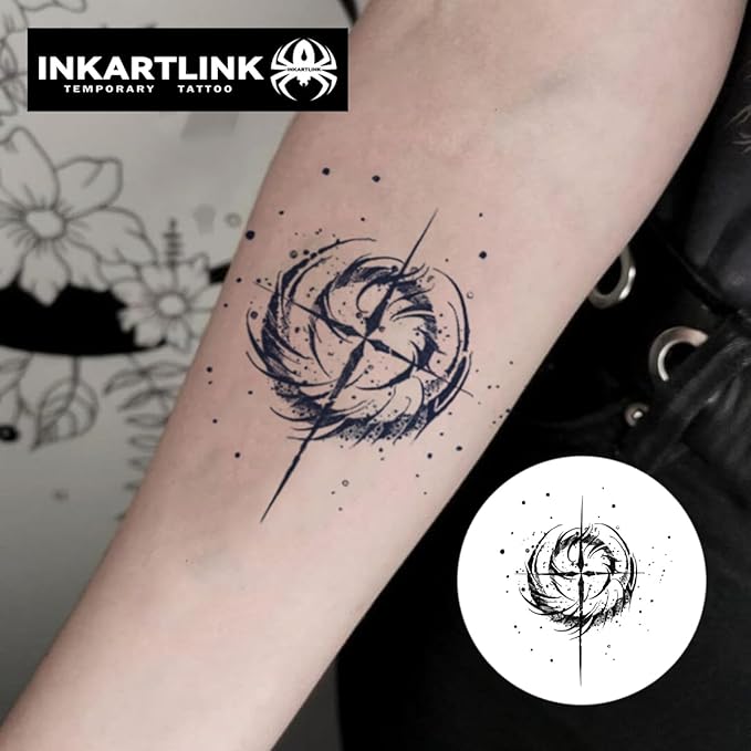 INKARTLINK 2 Sheets Medium Semi Permanent Tattoos, Temporary Tattoos, Adult Art Designs, Waterproof, Realistic, No Adhesive, Non-Reflective, Lasts 1-2 Weeks, (Eclipse Cross)