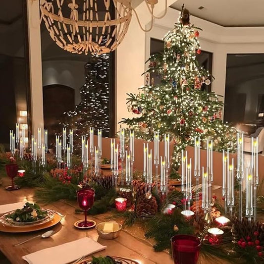 8sets 5 Arms Acrylic Clear Candelabra Centerpieces for Wedding,Clear Candle Holder Acrylic Bulk Table Centerpiece for Candle Sticks Christmas Party Living Room Dinner Advent