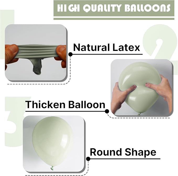 PartyWoo Sage Green Balloons 85 pcs Different Sizes of 18 12 10 5 Inch Matte Olive Boho Dusty Green Eucalyptus Latex Helium Balloon Arch Kit Garland for Wedding Birthday Party Decorations Green-F32