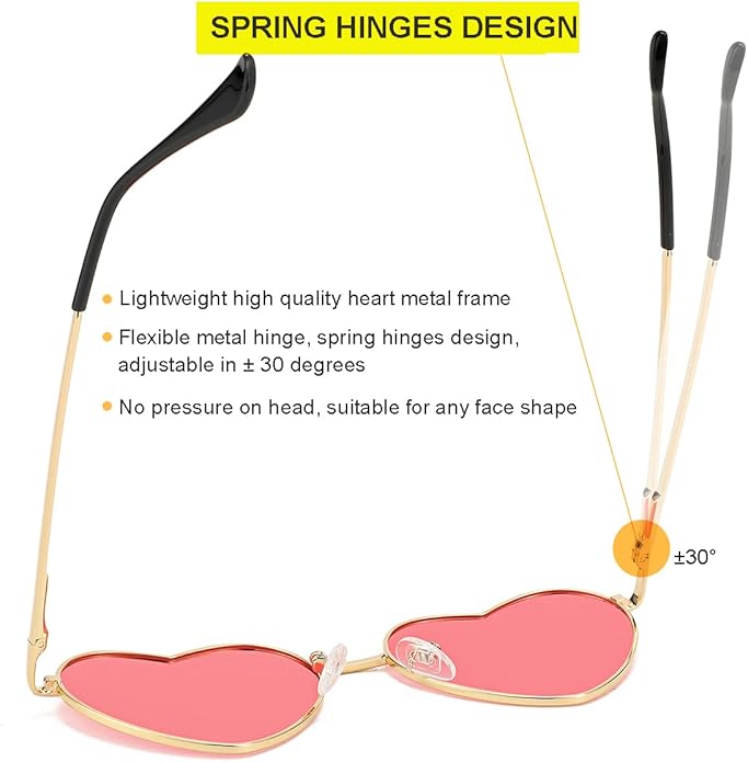 JOVAKIT Polarized Heart Sunglasses for Women Fashion Lovely Style Metal Frame UV400 Protection Lens