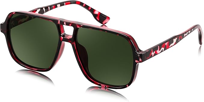 FEISEDY Retro Square Aviator Sunglasses Women Men 70s Vintage Trendy Plastic Frame Sun Glasses B4158