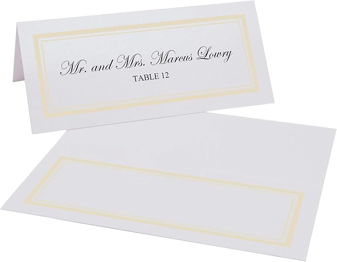 Double Line Border Printable Place Cards, Ivory (Choose Color), Set of 150 (25 Sheets), Laser & Inkjet Printers - Wedding, Party, Dinner, and Special Events - Made in the USA