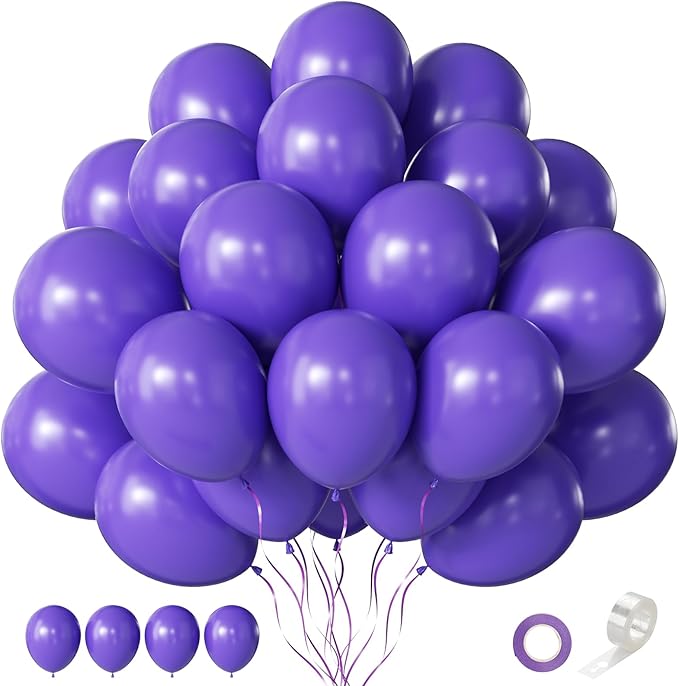 Purple Balloons 60 PCS 12 Inch Dark Purple Balloons Royal Purple Balloons for Birthday Party Baby Shower Wedding Graduation Halloween Holiday Party Decoration