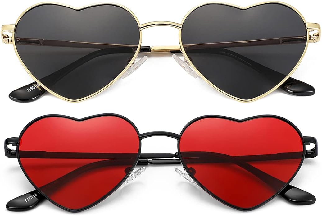 JOVAKIT Polarized Heart Sunglasses for Women Fashion Lovely Style Metal Frame UV400 Protection Lens