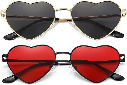 JOVAKIT Polarized Heart Sunglasses for Women Fashion Lovely Style Metal Frame UV400 Protection Lens