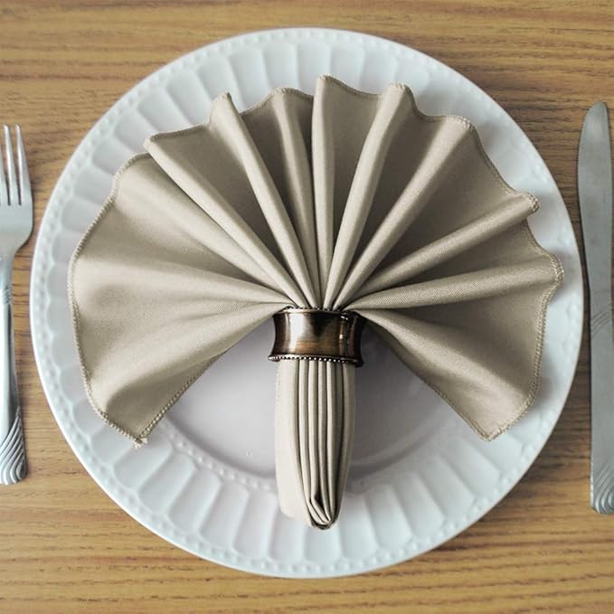 TableLinensforLess 17"x17" Polyester Cloth Napkins, Set of 12 (Grey) | Easy-Care, No-Iron Finish, Superior Color Retention, Machine Washable