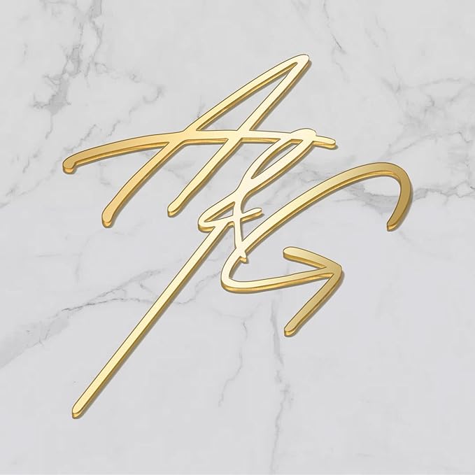 Personalized Wedding Cake Topper Custom Bride Groom Name Initials Cake Decoration Engagement Cake Topper in Acrylic (Stadella)