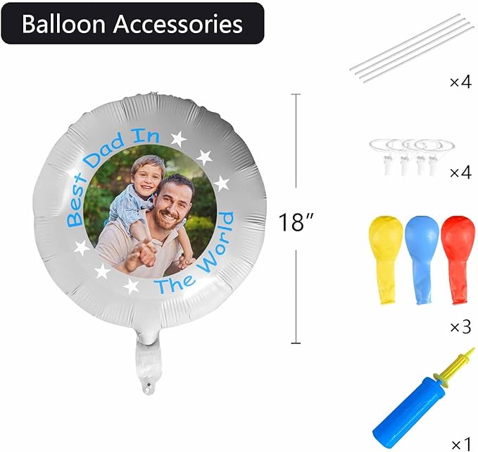 DIYKST Custom 18" Balloons with Logo Personalized Balloon with Photo Text Face on Balloon Design Your Own Balloons