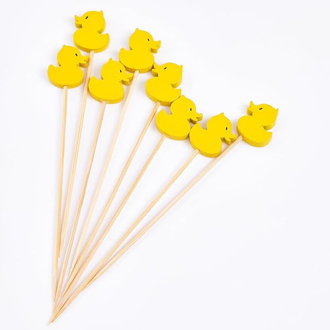 PuTwo Toothpicks 100 Counts Picks Handmade Natural Bamboo Cocktail Sticks,Yellow Ducks